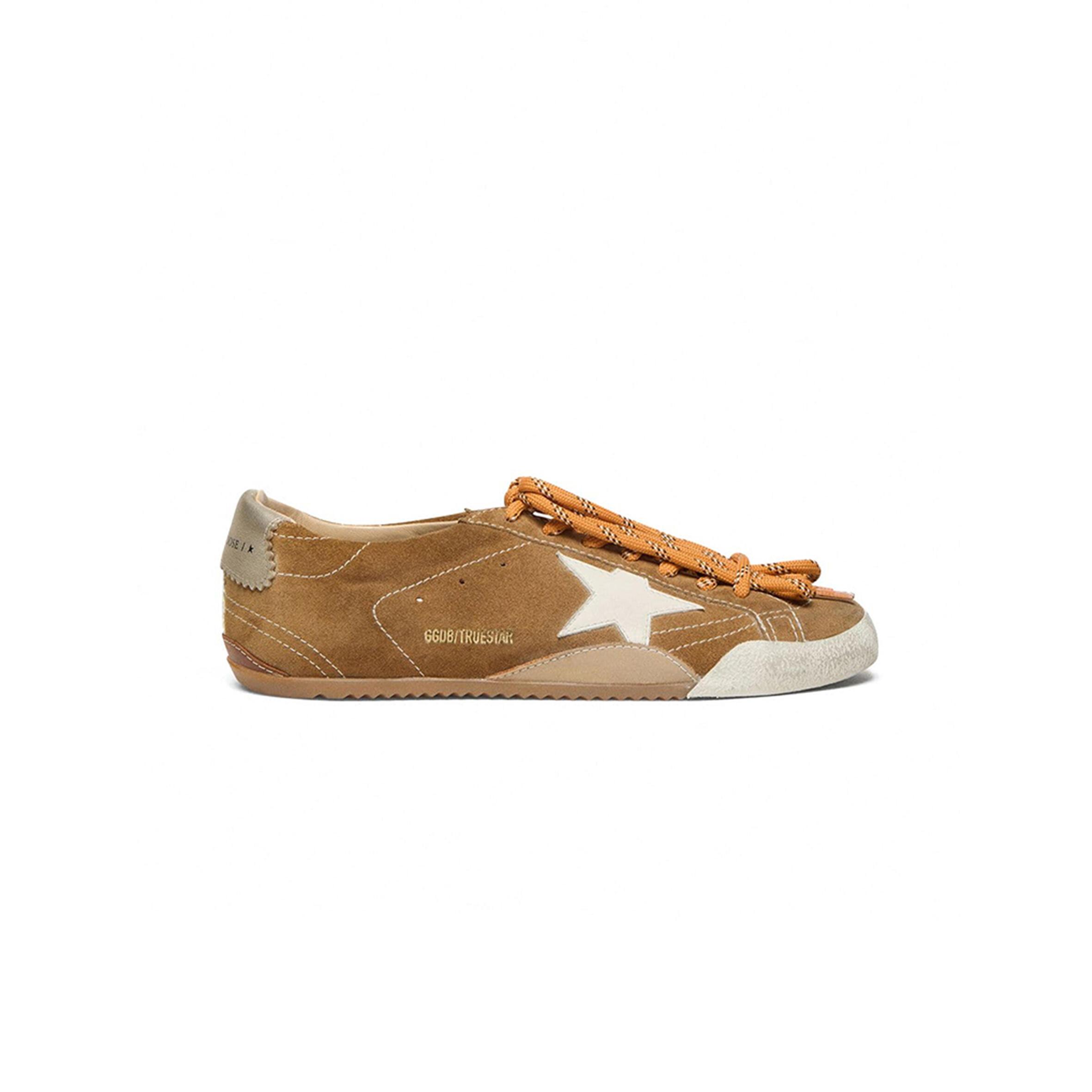 g01den G003e women''s true-star in tobacco-colored suede with white star and platinum heel tab gwf00922